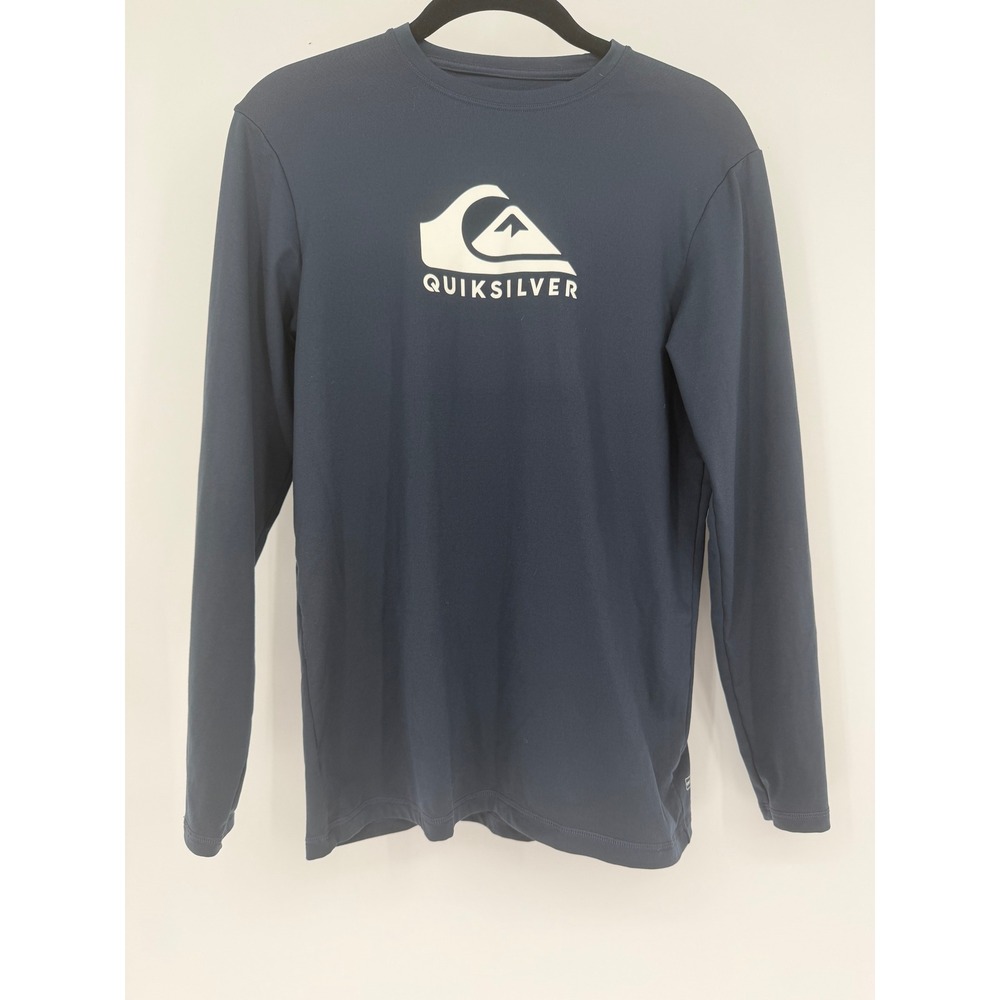 Quiksilver Boys Navy Blue Long Sleeve Rash Guard UPF 50+ Sun Protection Size 14